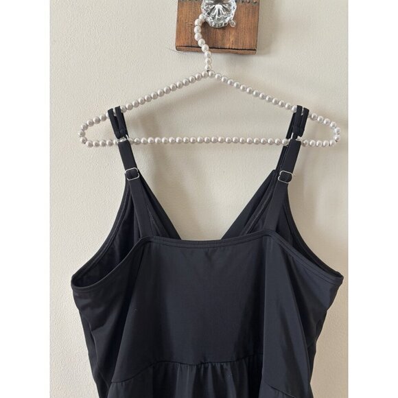 Lands End Womens Size XL 18 Black Tulip Wrap Swim Dress One Piece Swimsuit - Picture 4 of 6